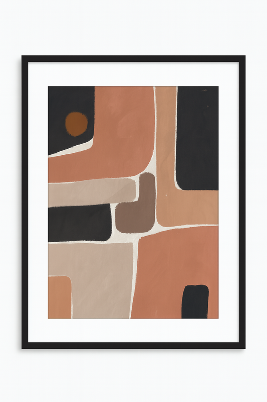 Affiche encadrée – Abstrait terre & ébène (42,5 x 53 cm)