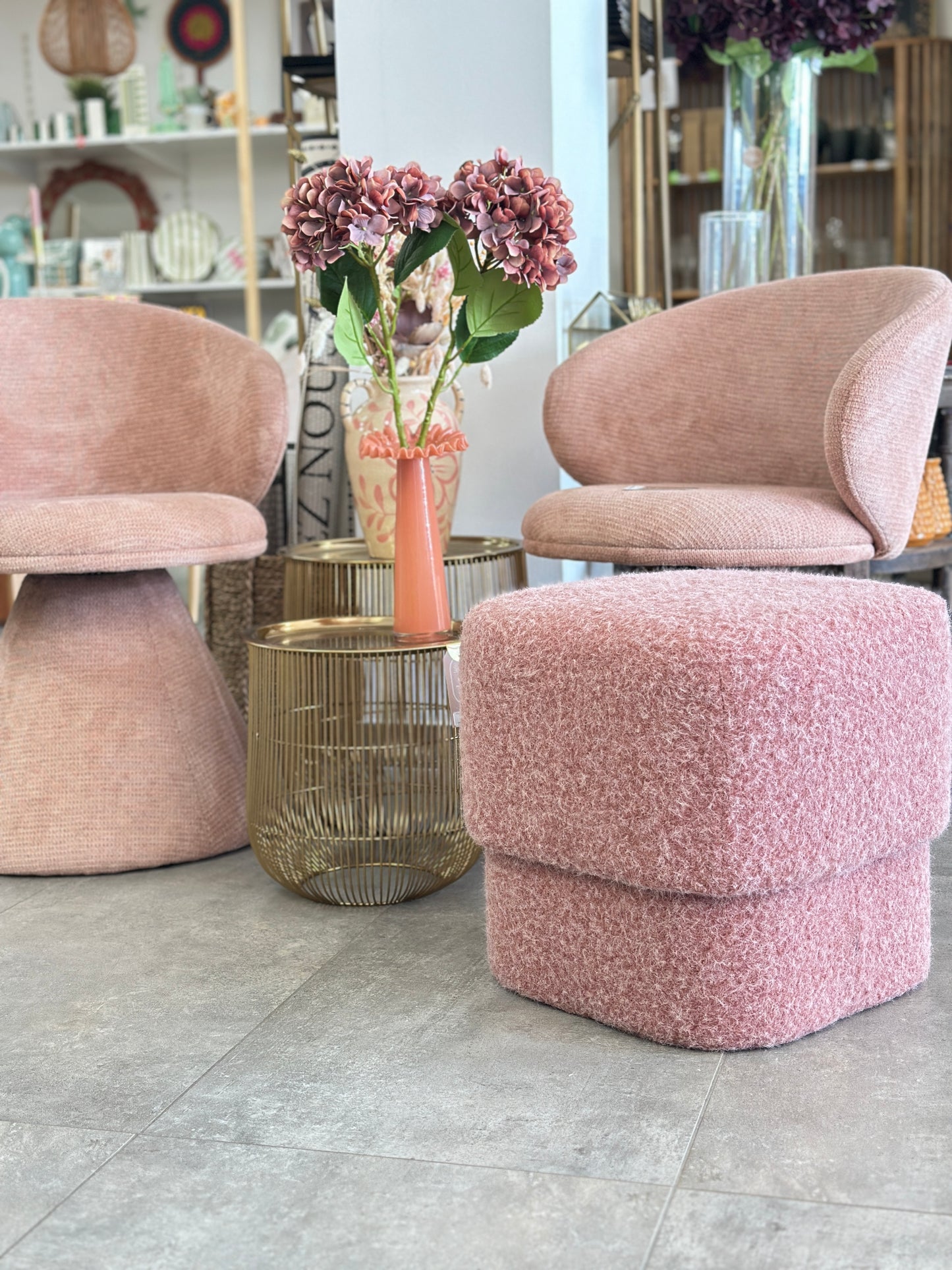 Chaise Luna pivotante rose doux