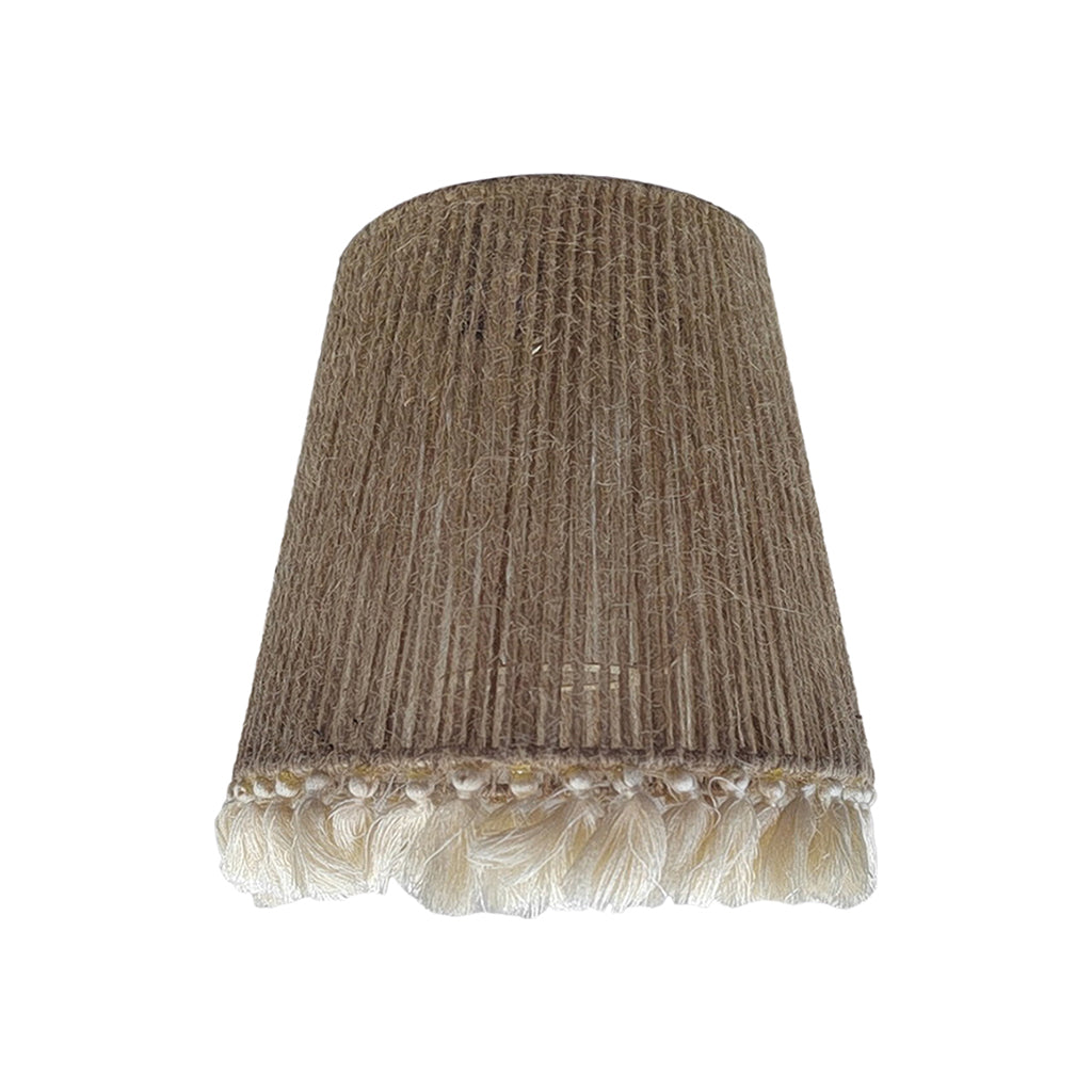 Abat-jour en jute avec pompons blanc