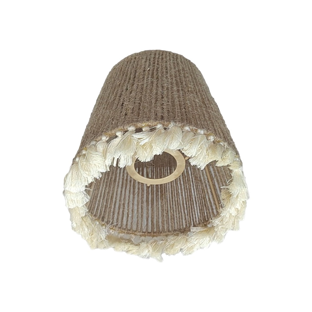 Abat-jour en jute avec pompons blanc