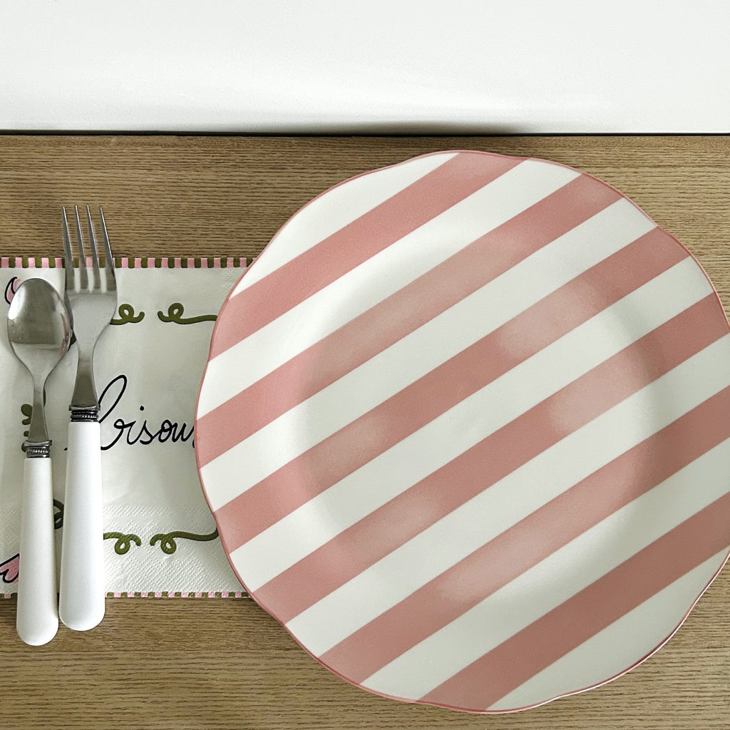 Set de 4 assiettes plates à rayures