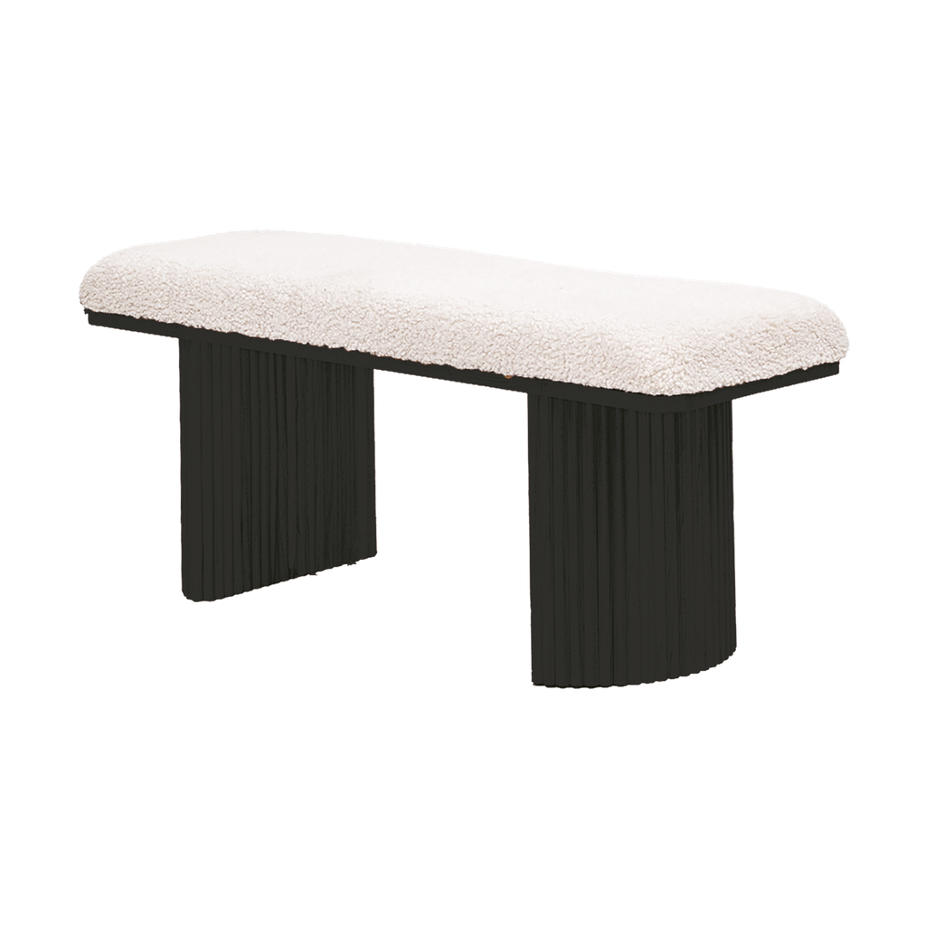 Banc en bois noir et bouclette