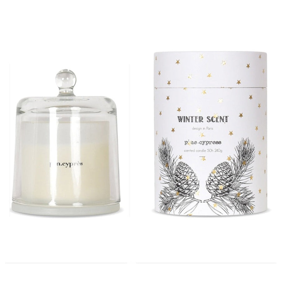 Bougie parfum d'hiver sous cloche 250g