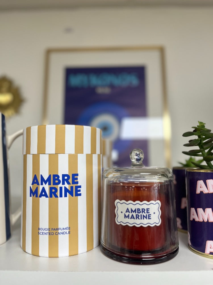 Bougie cloche rayée parfumée