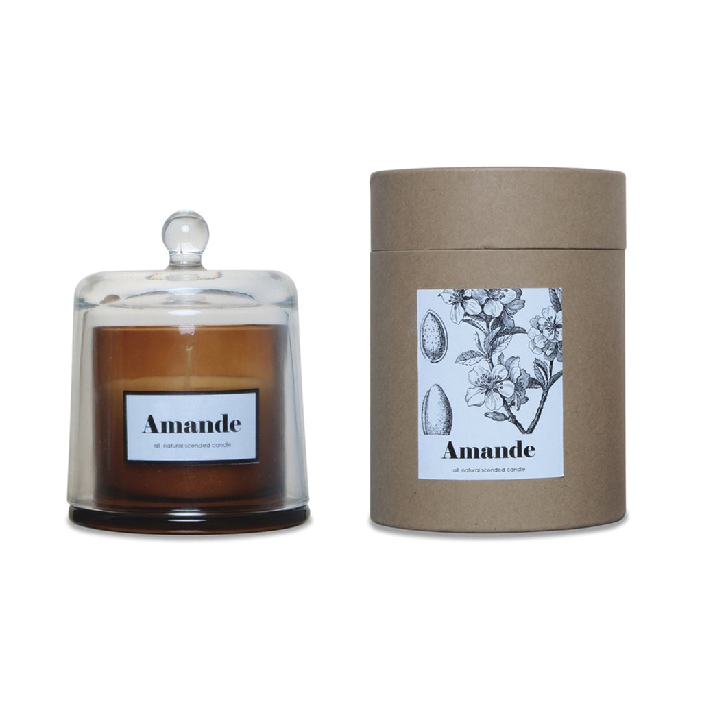 Bougie ambre sous cloche 250g