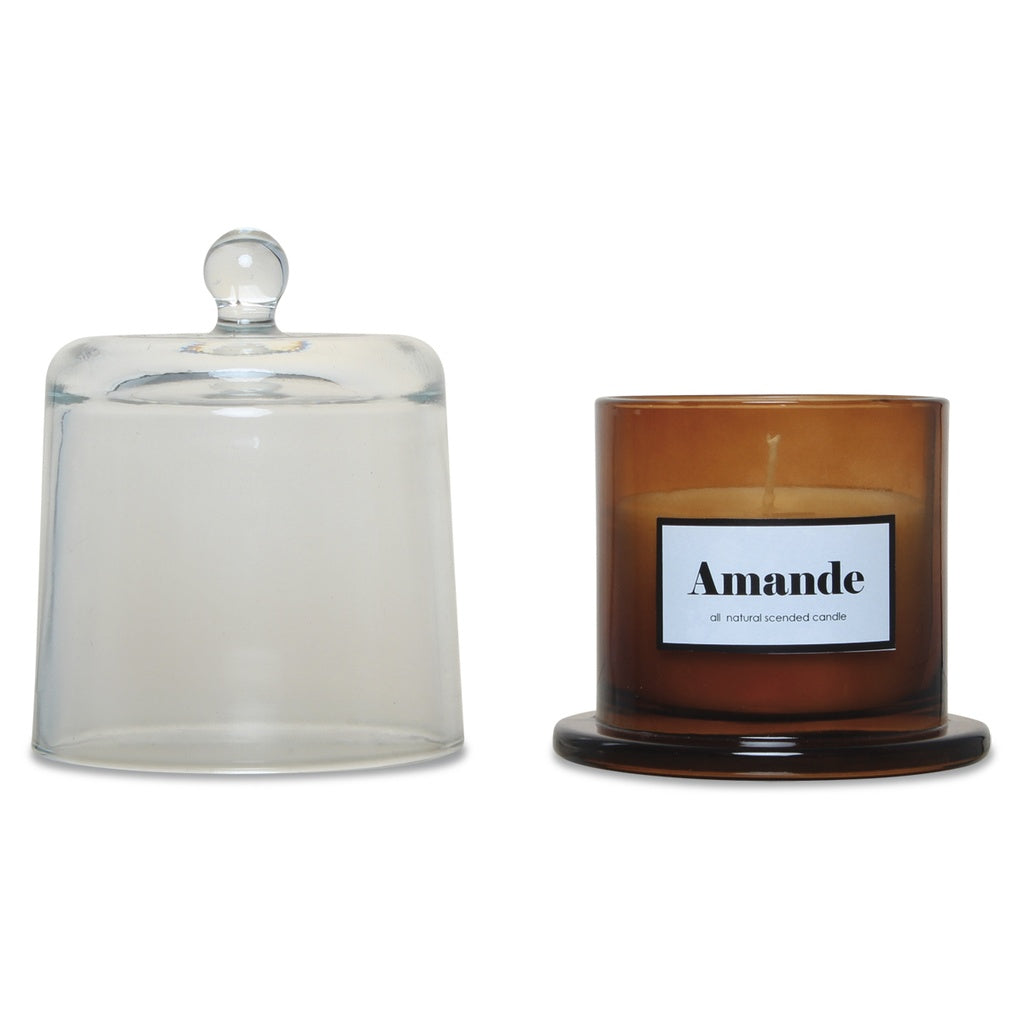 Bougie ambre sous cloche 250g