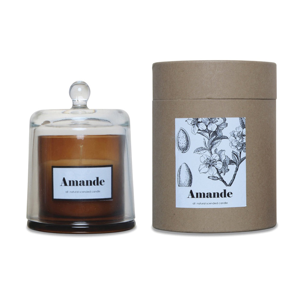 Bougie ambre sous cloche 440g