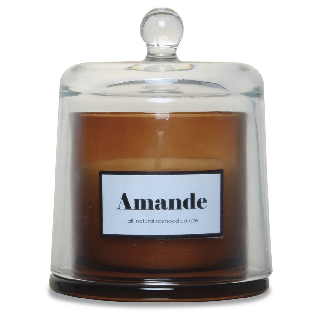 Bougie ambre sous cloche 440g