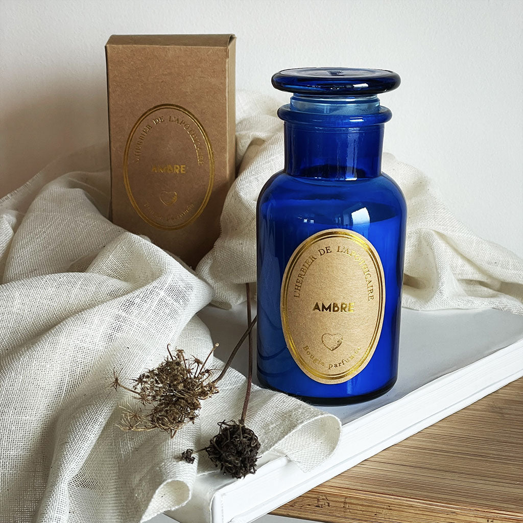 Bougie herbier bleu