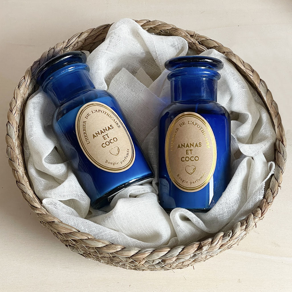 Bougie herbier bleu