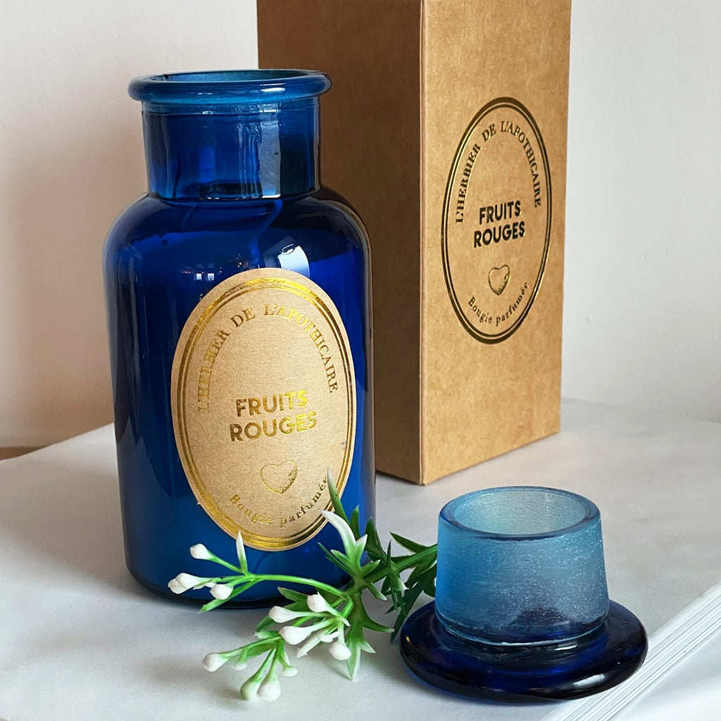 Bougie herbier bleu