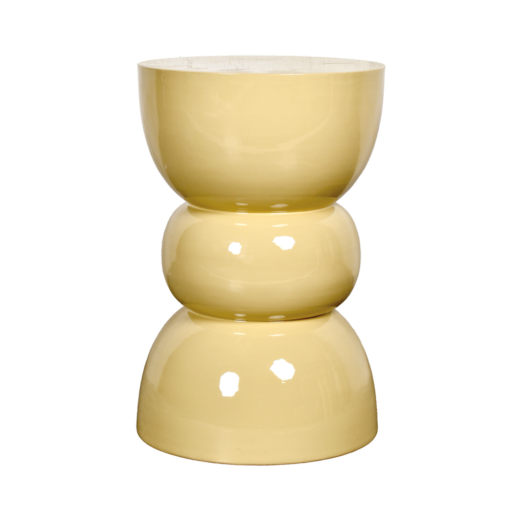 Bout de canapé rond en métal beige sable