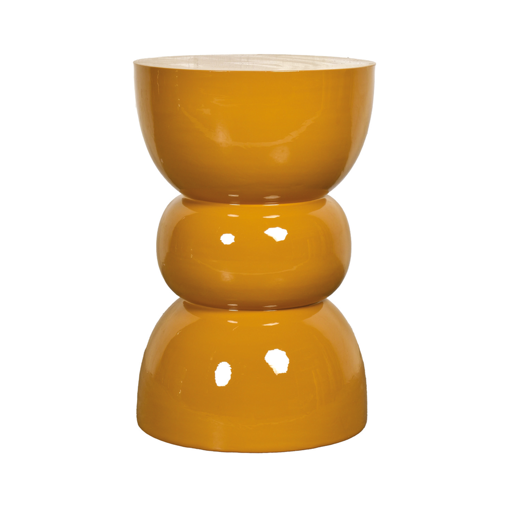 Bout de canapé rond en métal ocre