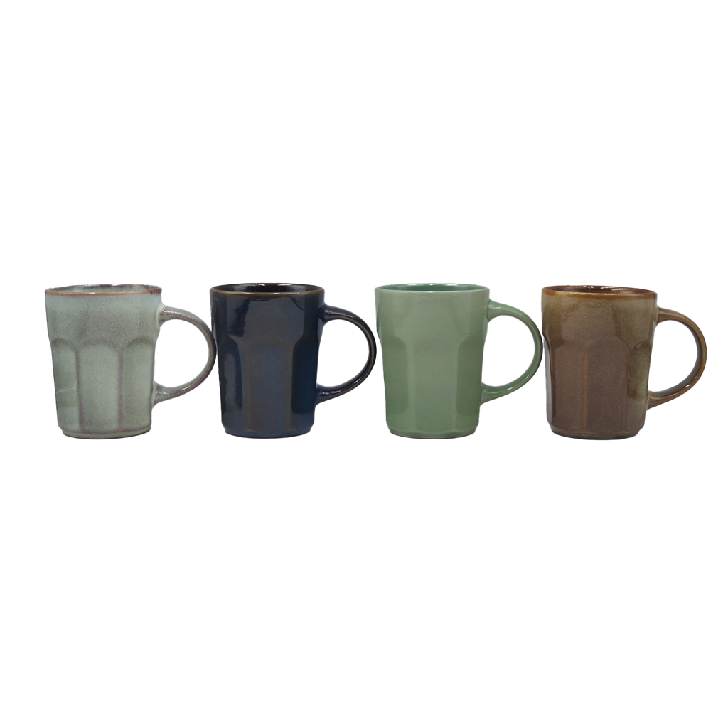 Coffret de 4 mug en céramique côtelé