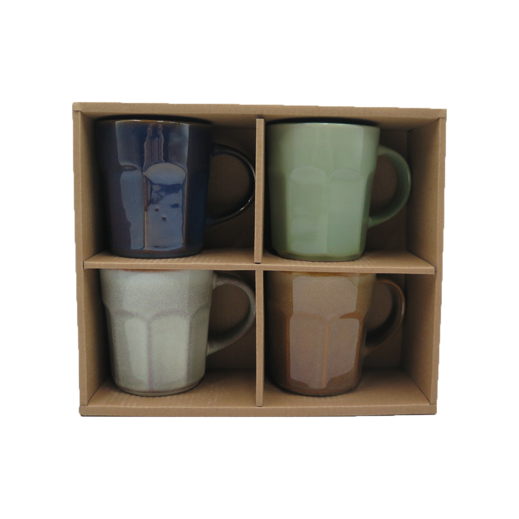 Coffret de 4 mug en céramique côtelé