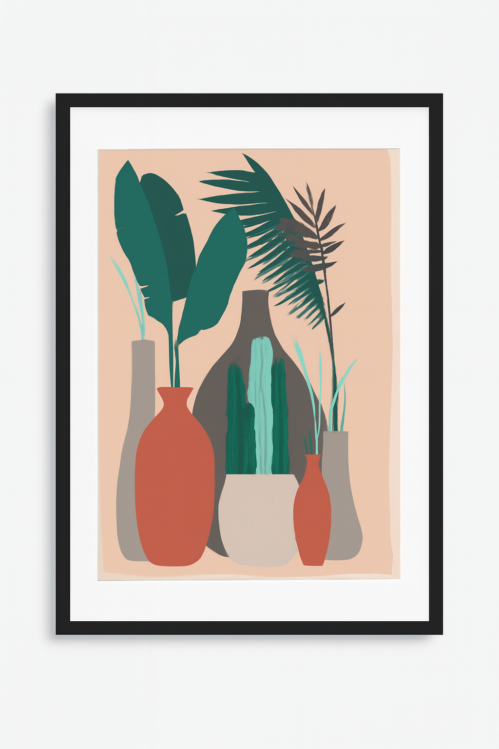 Affiche encadrée – Plantes en pots abstraites (42.5x53cm)