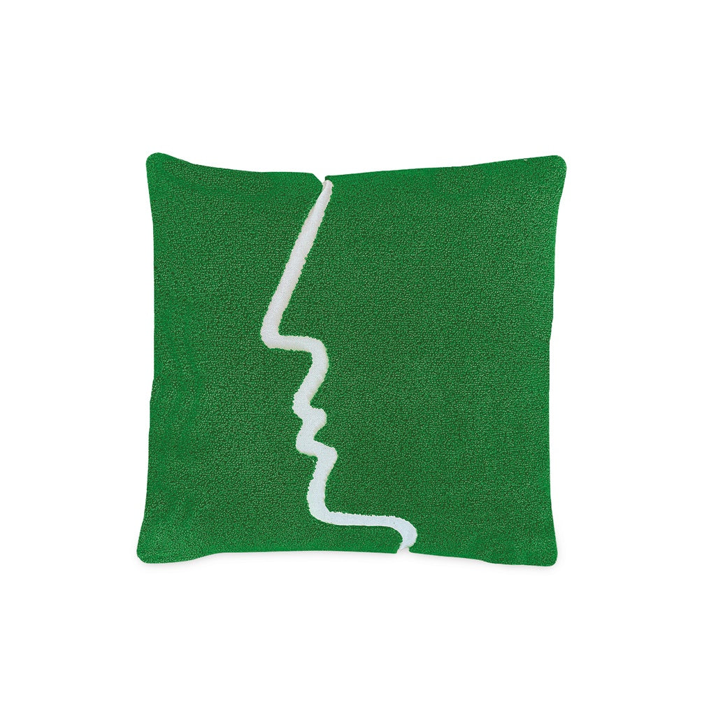 Coussin visage vert 40X40cm