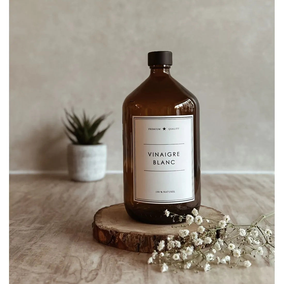 Flacon Apothicaire ambre vinaigre blanc 1L
