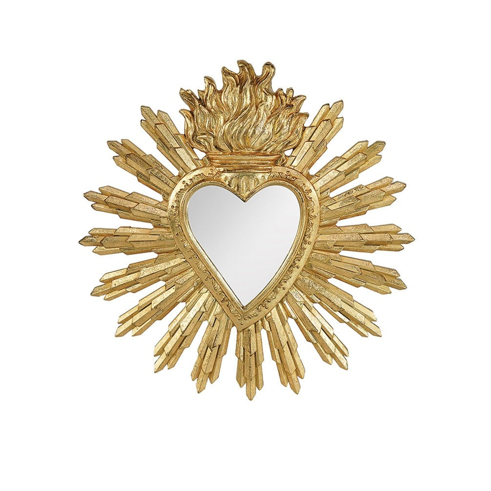 Miroir ex voto cœur doré