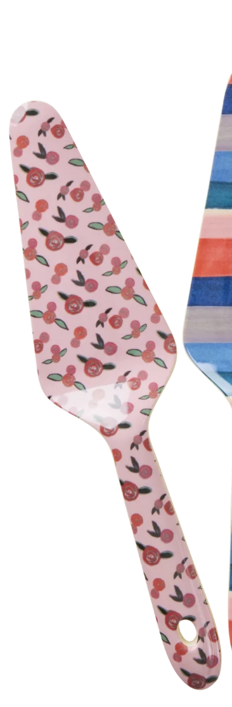 Pelle à dessert motif cygne/ rose rouge / rayure