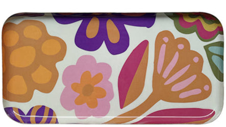 Plateau rectangulaire en métal fleur nuage chill love