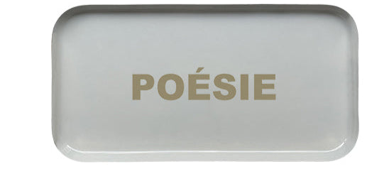 Plateau rectangulaire en métal à message