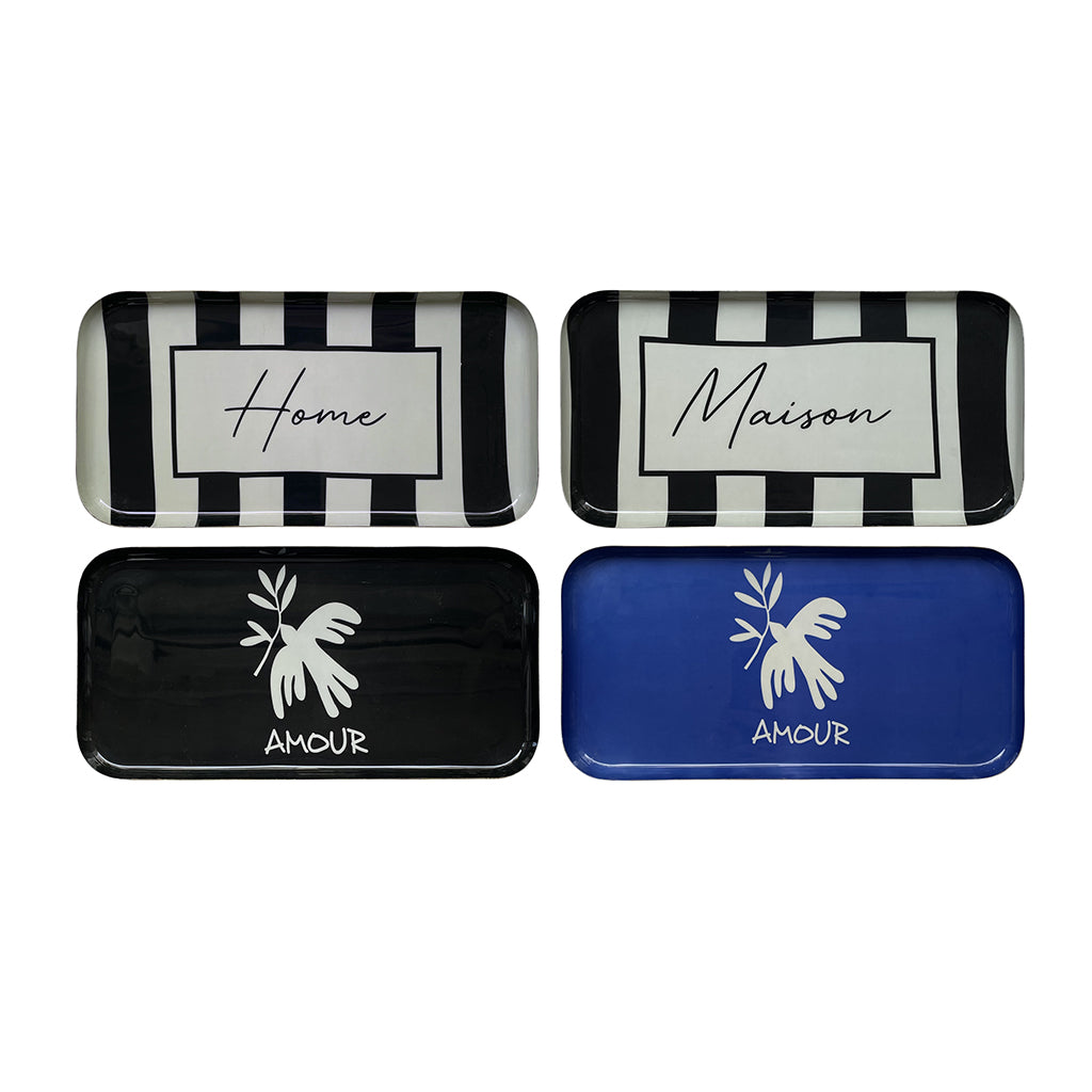 Plateau rectangulaire en métal home maison amour