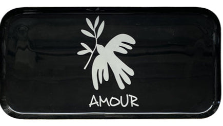 Plateau rectangulaire en métal home maison amour