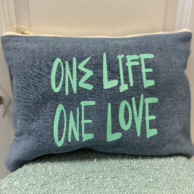 Pochette en jean one love one life