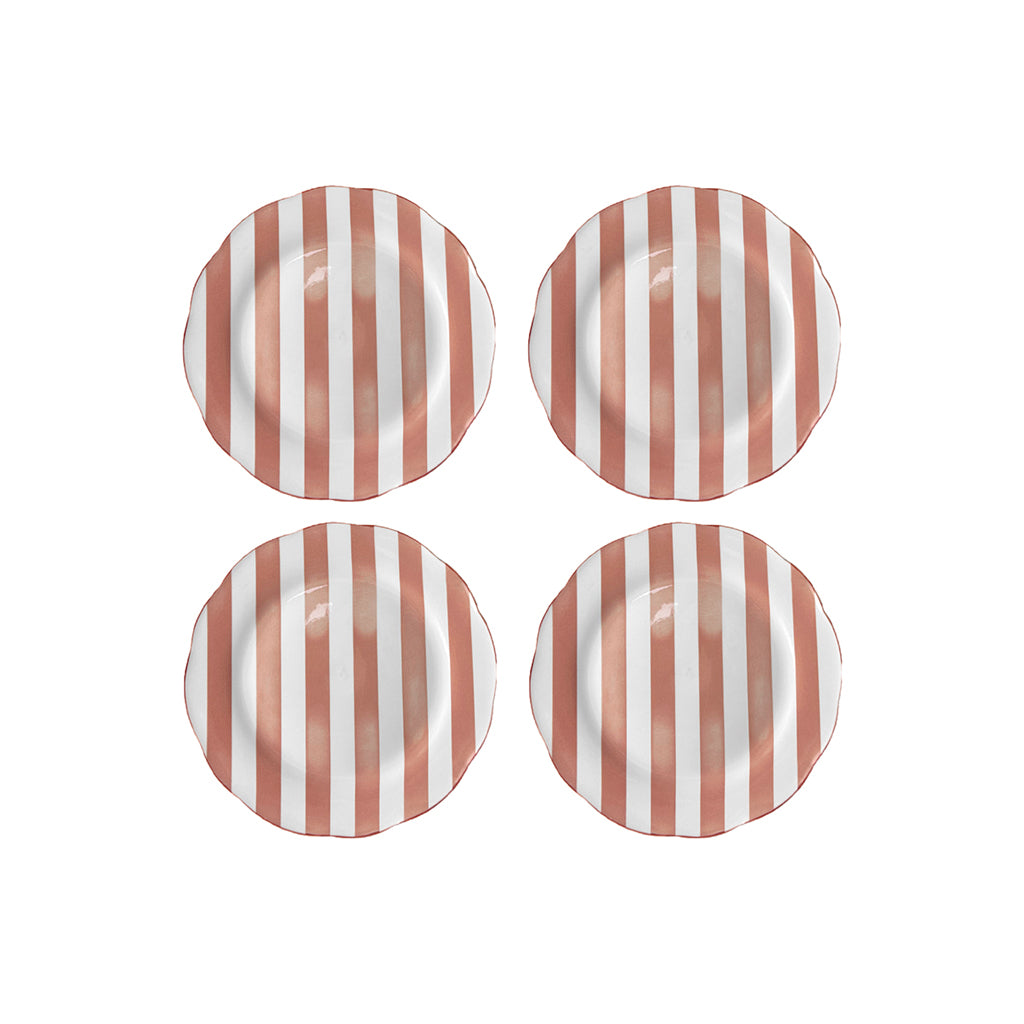 Set de 4 assiettes à dessert à rayures