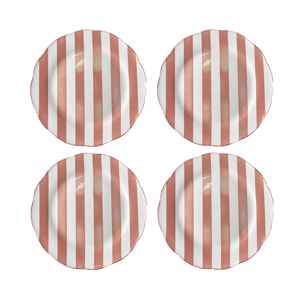 Set de 4 assiettes plates à rayures