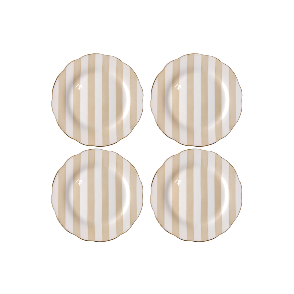 Set de 4 assiettes à dessert à rayures