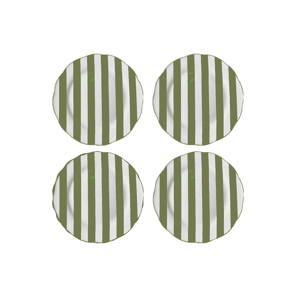 Set de 4 assiettes à dessert à rayures