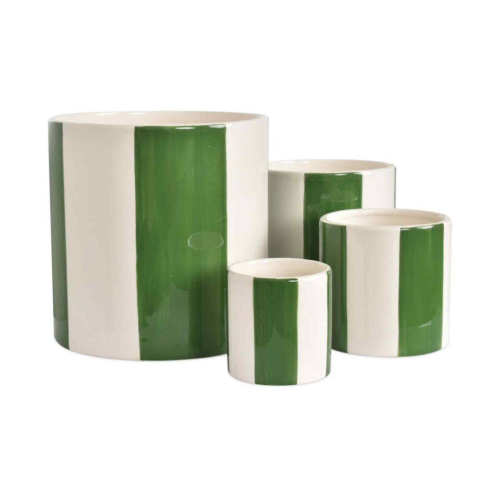 Set de 4 pots à rayure verte