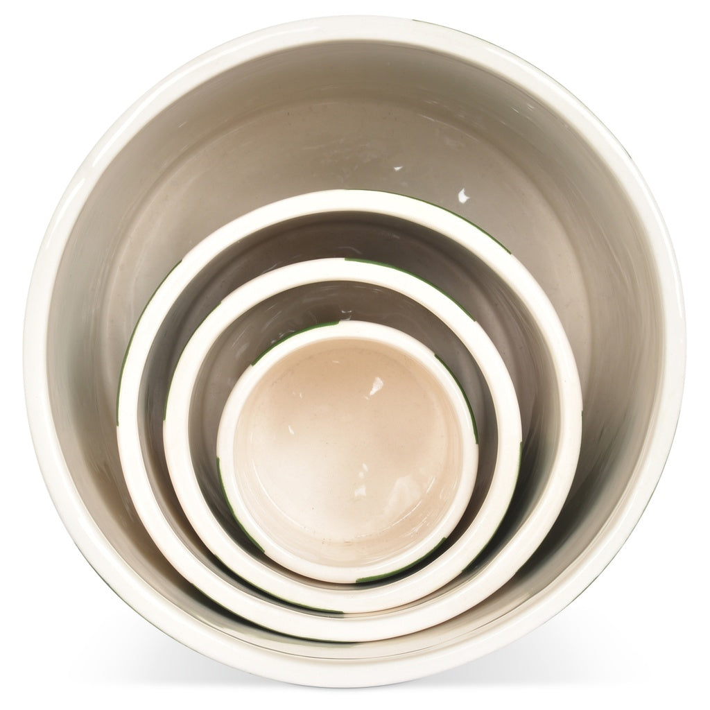 Set de 4 pots à rayure verte