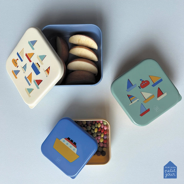 Set de 3 boîtes à goûter bateaux