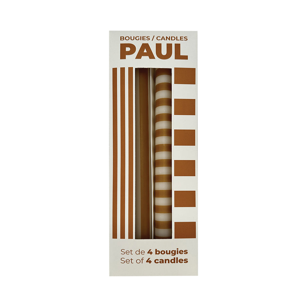 Set de 4 bougies à rayures Paul