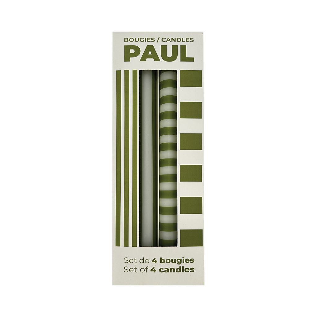Set de 4 bougies à rayures Paul