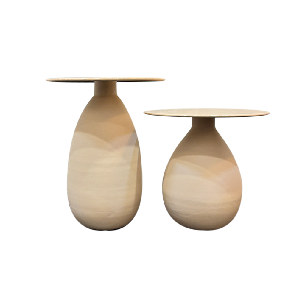 Table basse en métal émaillé beige x2