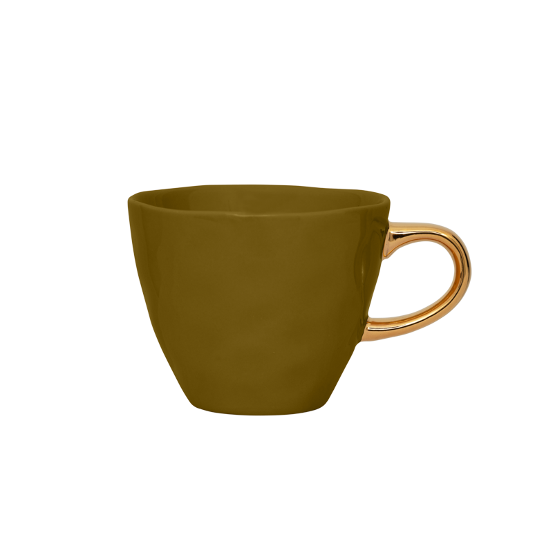 Tasse à café uni anse doré