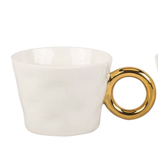 Tasse à café/thé anse dorée ronde