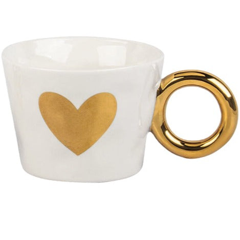 Tasse à café/thé anse dorée ronde