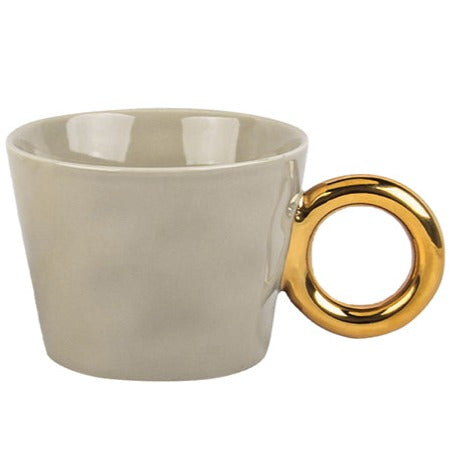 Tasse à café/thé anse dorée ronde