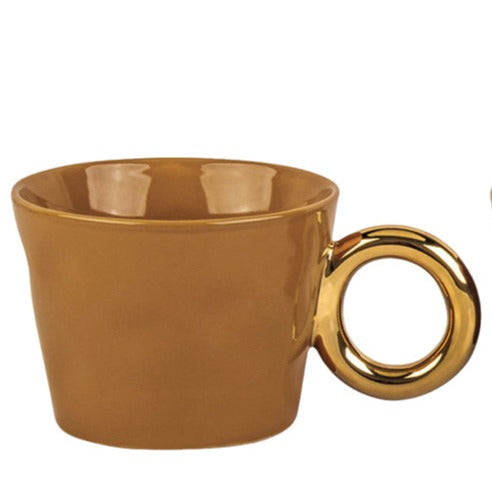 Tasse à café/thé anse dorée ronde