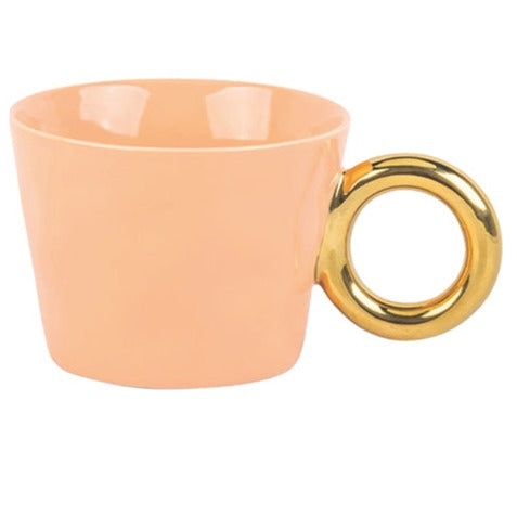 Tasse à café/thé anse dorée ronde
