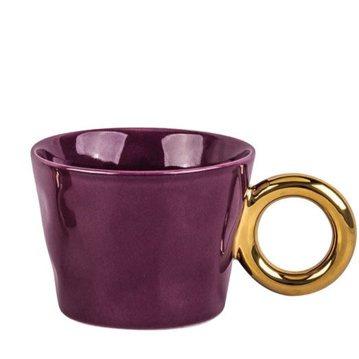 Tasse à café/thé anse dorée ronde