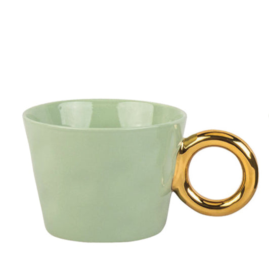 Tasse à café/thé anse dorée ronde