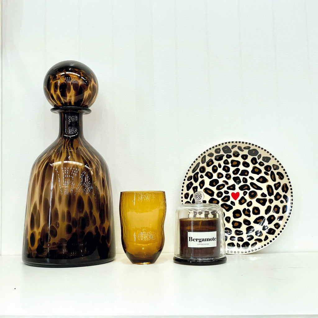 Vase bouteille léopard brun