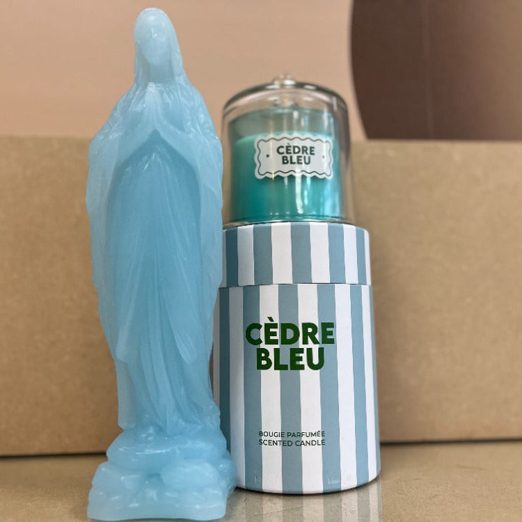 Vierge en cire bleu ciel