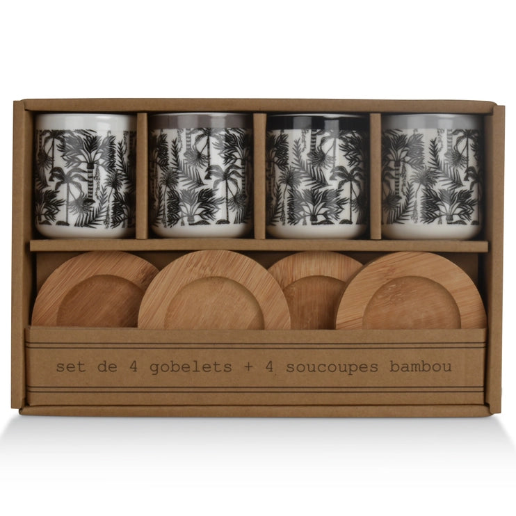 Coffret de 4 tasses avec motifs palmiers